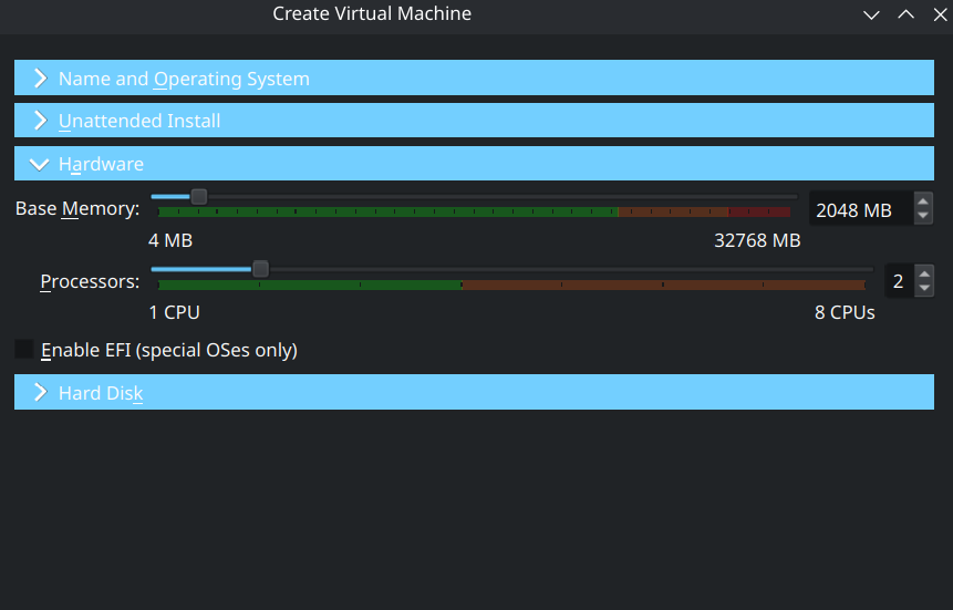 virtualbox RAM setting